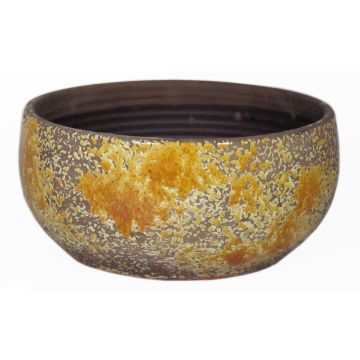 Ciotola rustica in ceramica TSCHIL, sfumatura di colore, giallo ocra-marrone, 17cm, Ø35cm