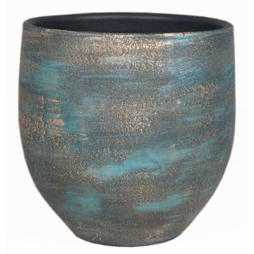 Vaso da fiori in ceramica AETIOS, sfumatura di colore, blu-oro, 13cm, Ø14cm