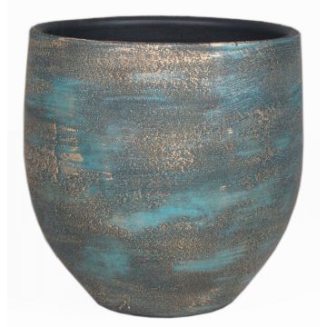Vaso da fiori in ceramica AETIOS, sfumatura di colore, blu-oro, 20cm, Ø20cm