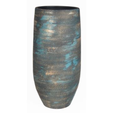 Vaso per fiori in ceramica AETIOS, sfumatura di colore, blu-oro, 35cm, Ø18cm