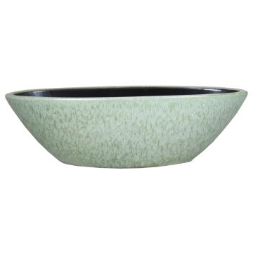 Ciotola a navetta ELIEL in ceramica, maculato, verde menta-bianco, 40x15x12cm