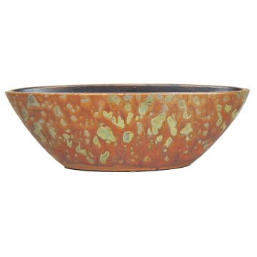 Ciotola a navetta ELIEL in ceramica, maculato, arancione-giallo, 40x15x12cm