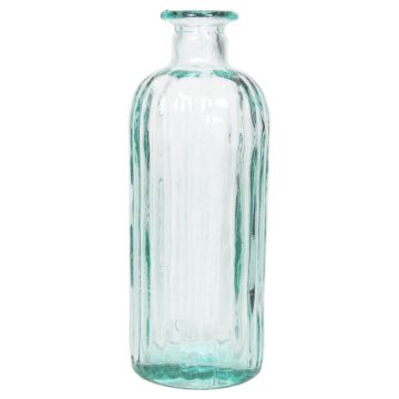 Bottiglia di vetro AYAKA con scanalature, trasparente-blu, 28cm, Ø10cm