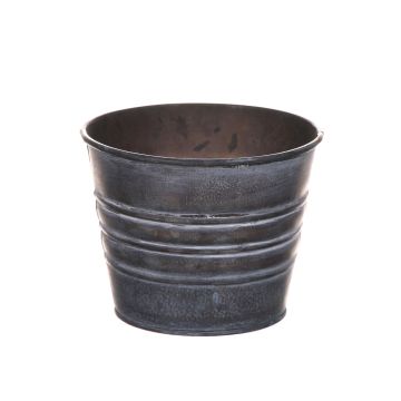 Vaso rotondo MICOLATO con scanalature, zinco, grigio, 9cm, Ø11,5cm