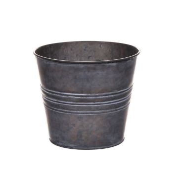 Vaso rotondo MICOLATO con scanalature, zinco, grigio, 16cm, Ø18,5cm