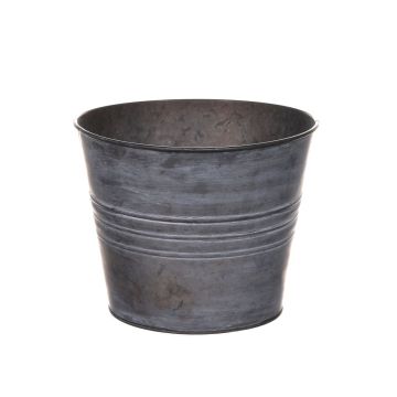 Vaso rotondo MICOLATO con scanalature, zinco, grigio, 16cm, Ø20,5cm