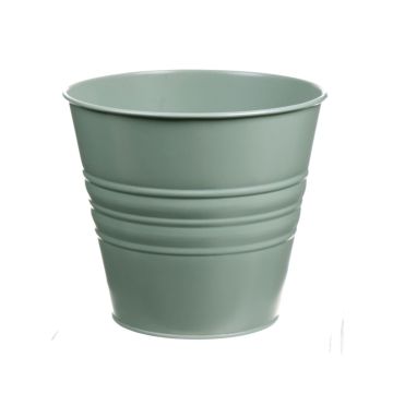 Vaso rotondo MICOLATO con scanalature, zinco, verde giada, 13cm, Ø15,5cm