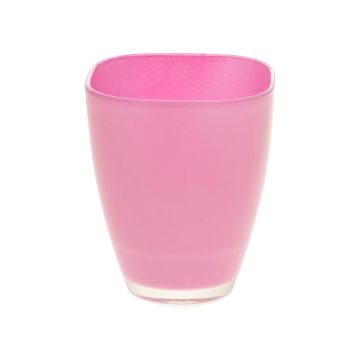 Vaso quadrato YULE in vetro, rosa, 17x13,5x13,5cm