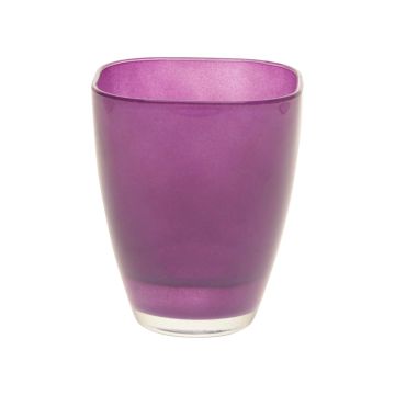 Vaso quadrato YULE in vetro, viola scuro, 17x13,5x13,5cm