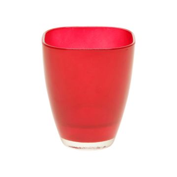 Vaso quadrato YULE in vetro, rosso, 17x13,5x13,5cm,