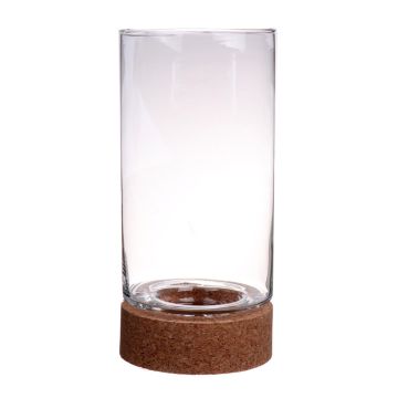 Vetro per candele BERRO con base in sughero, trasparente, 30cm, Ø15cm