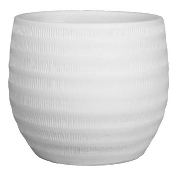 Vaso da piante in ceramica TIAM con scanalature, bianco-opaco, 17cm, Ø20cm