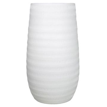 Vaso per piante in ceramica TIAM con scanalature, bianco-opaco, 50cm, Ø26cm
