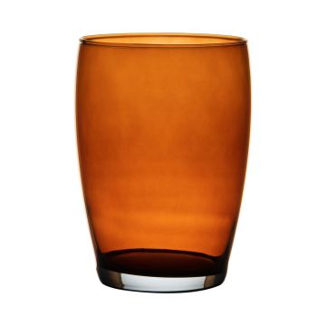 Vaso rotondo in vetro HENRY, arancione-marrone-trasparente, 20cm, Ø14cm