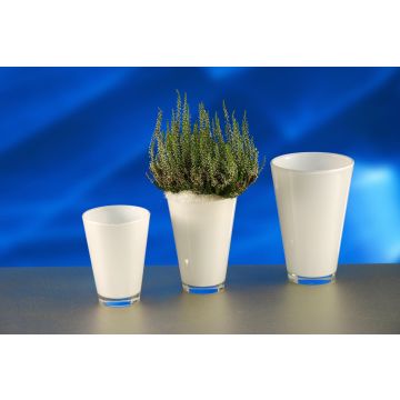 Vaso da fiori conico ANNA EARTH in vetro, bianco, 15cm, Ø11cm