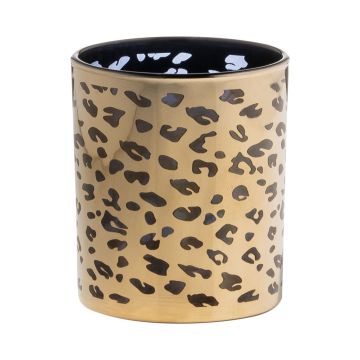 Vetro per candele SENGA, motivo leopardato, oro, 8cm, Ø7cm