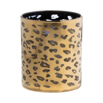 Vetro per candele SENGA, motivo leopardato, oro, 10cm, Ø9cm