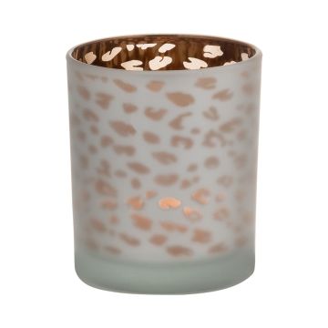 Vetro per candele SENGA, motivo leopardato, oro-opaco, 8cm, Ø7cm