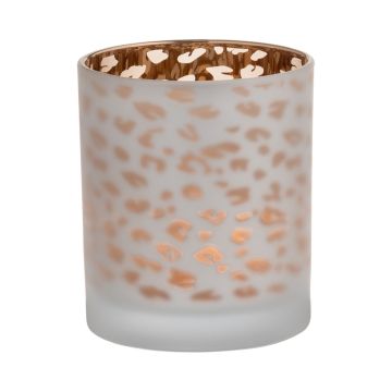 Vetro per candele SENGA, motivo leopardato, oro-opaco, 10cm, Ø9cm
