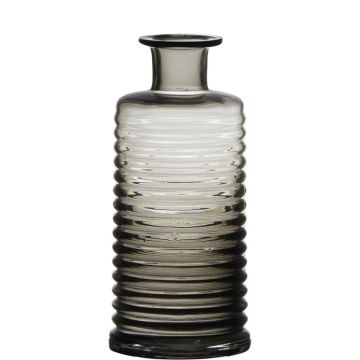 Bottiglia di vetro STUART con scanalature, grigio-trasparente, 21,5cm, Ø9,5cm