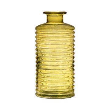 Bottiglia di vetro STUART con scanalature, giallo trasparente, 21,5cm, Ø9,5cm
