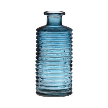 Bottiglia di vetro STUART con scanalature, blu-trasparente, 31cm, Ø14,5cm