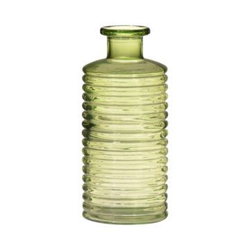 Bottiglia di vetro STUART con scanalature, verde-trasparente, 31cm, Ø14,5cm