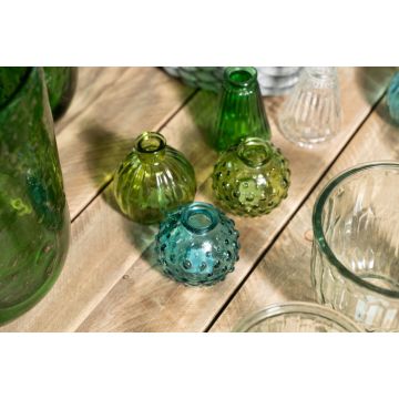 Bottiglia di vetro a sfera AMAURY, punti, trasparente-blu, 8cm, Ø8,5cm
