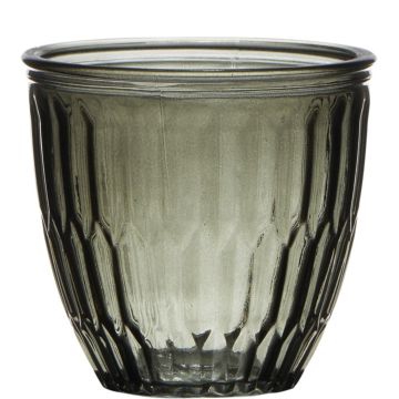 Vaso per piante JOCELYN in vetro, motivo, grigio-trasparente, 10cm, Ø11cm