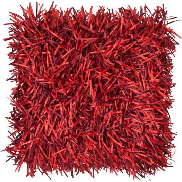 Cuscino DAKIRA, rosso, frange lunghe, 45x45cm