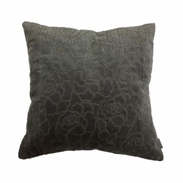 Cuscino in velluto ALAIA, fantasia rose, grigio, 45x45cm