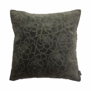 Cuscino in velluto ALAIA, fantasia di rose, marrone, 45x45cm