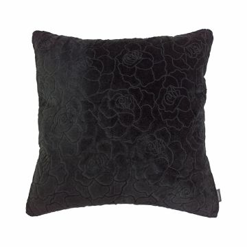 Cuscino in velluto ALAIA, fantasia rose, nero, 45x45cm