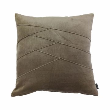 Cuscino in velluto NOELANI, cuciture decorative oblique, marrone chiaro, 45x45cm