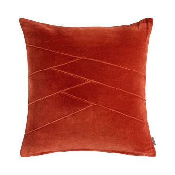 Cuscino in velluto NOELANI, cuciture decorative angolari, arancione, 45x45cm
