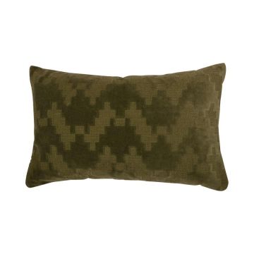 Cuscino in morbido velluto ANJALI, verde oliva, motivo a zig zag, 50x30cm