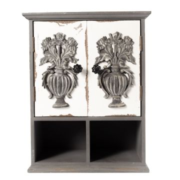 Mini armadio di legno JUTTA, decorazioni ornamentali, bianco-grigio, 31,5x15x41cm