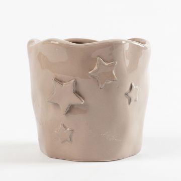 Vaso in ceramica STARMIE con stella in rilievo, grigio, 9,5cm, Ø10,5cm