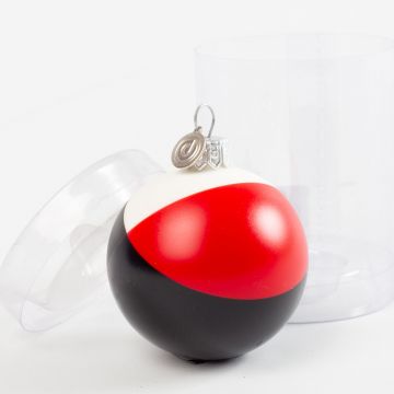 Palla di Natale in vetro ZANE, linee, nero-rosso-bianco, Ø7cm