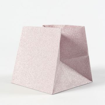 Sacchetto regalo / sacchetto di plastica ASKJA con foglio di plastica, glitter, rosa, 10,5x10,5x10cm