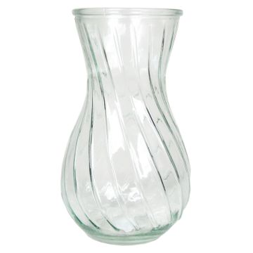Vaso di vetro CARMILLA con scanalature ritorte, trasparente, 22cm, Ø13cm