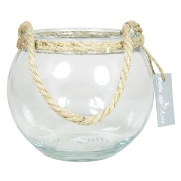 Vaso a sfera per candele DAVY in vetro, con manico, trasparente, 12cm, Ø15cm