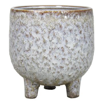 Fioriera NOREEN, ceramica, maculato, su piedi, grigio-marrone, 10,5cm, Ø11cm