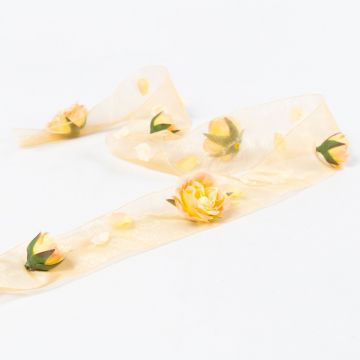 Guida da tavolo di rose artificiali AIDEEN, albicocca, 100x5cm