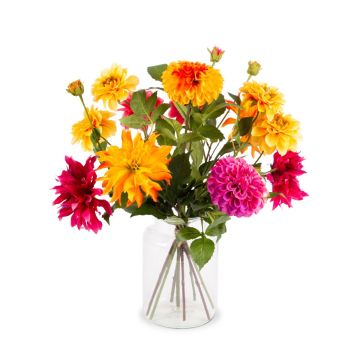Mazzo di fiori decorativo autunnali ALINTA, arancione-rosa, 55cm, Ø45cm