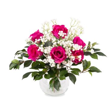Bouquet di rose artificiali ELLI, gipsofila, rosa, 35cm, Ø30cm