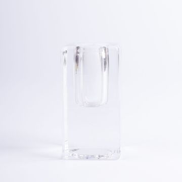Candeliere quadrato in vetro SOLUNA per candele affusolate, trasparente, 4x4x8cm