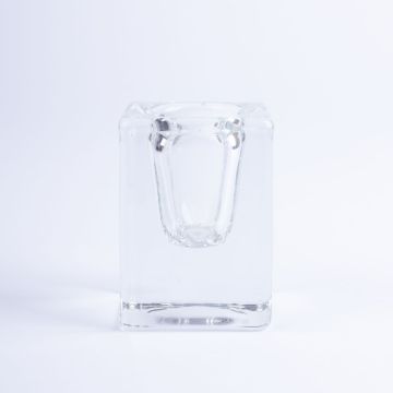 Candeliere quadrato in vetro SOLUNA per candele affusolate, trasparente, 4x4x6cm