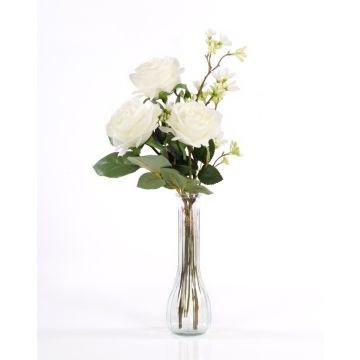 Bouquet di rose artificiali SIMONY con accessori, crema, 45cm, Ø20cm