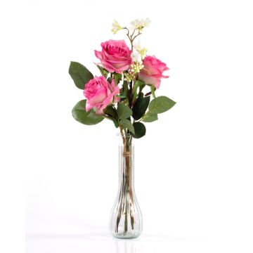 Bouquet di rose artificiali SIMONY con accessori, fucsia, 45cm, Ø20cm